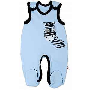 Baby Nellys Kojenecké bavlněné dupačky  Zebra - modré