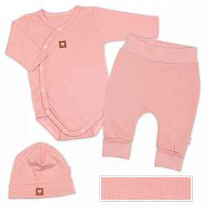 Baby Nellys Rostoucí 3dílná sada pro miminko Nature - korálová, vel. 50/56