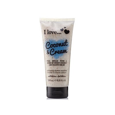 I Love Coconut & Cream přírodní sprchový peeling s vůní kokosu a sametového krému 200 ml