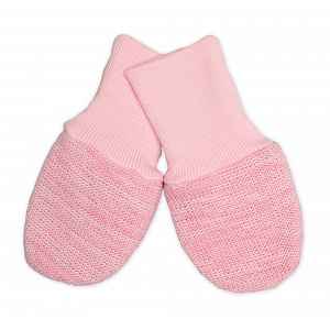 Baby Nellys Pletené  kojenecké rukavičky vel. 56/68 - 1 pár, růžový melírek