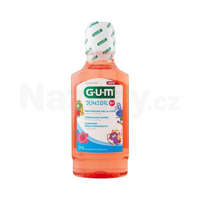 GUM Junior ústní voda s fluoridy pro děti s příchutí jahody 300 ml