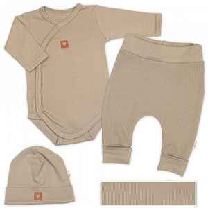 Baby Nellys Rostoucí 3dílná sada pro miminko Nature - taupe, vel. 50/56