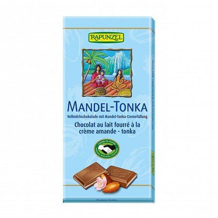 Čokoláda mléčná s náplní Mandle Tonka BIO 100 g Rapunzel*