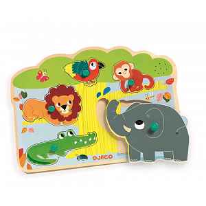 Djeco Vkládací puzzle Zvířátka z džungle se zvuky