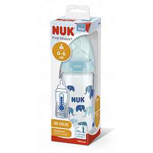 NUK FC+ Lahev skleněná s kontrolou teploty 240 ml - bílá