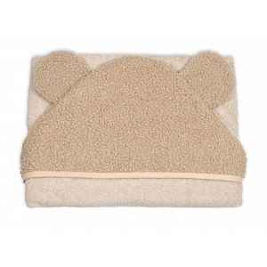 Baby Nellys Kojenecká osuška s kapucí a oušky Boucle 80x80cm, froté -  béžová, hnědá