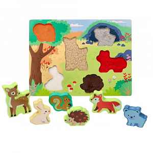 Dřevěné zábavné vkládací puzzle, lesní zvířátka 3D