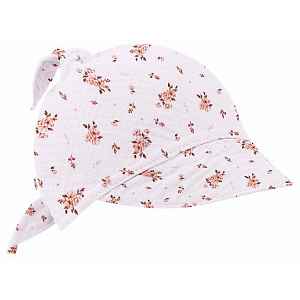 Baby Nellys Mušelínový šátek s kšiltem, Flowers - bílý
