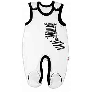 Baby Nellys Kojenecké bavlněné dupačky  Zebra - bílé vel. 68