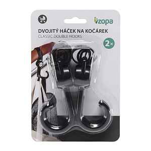Zopa Dvojitý háček na kočárek 2 ks, Black