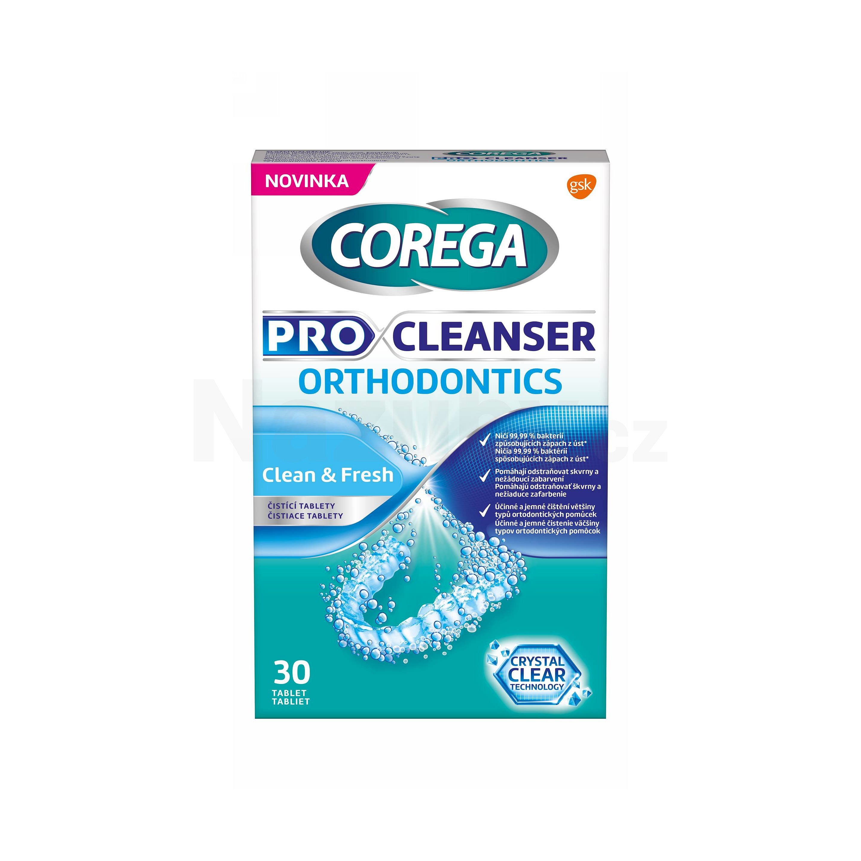 Corega Pro Cleanser Orthodontics čisticí tablety 30 ks