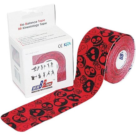 BB Tape Kineziologický tejp 5cmx5m - červená s lebkami
