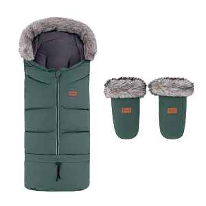 PETITE&MARS Set zimní fusak Arctic 4v1 + rukavice na kočárek Fjora Khaki