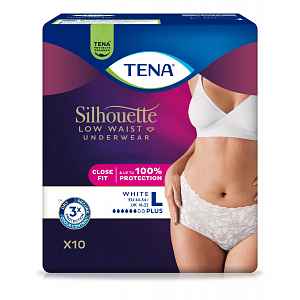 Tena Silhouette Low Waist White Plus L inkontinenční kalhotky 10 ks