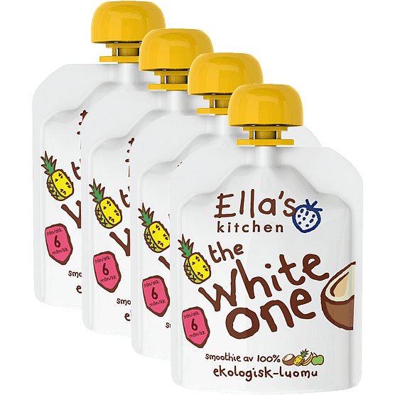 4x ELLA'S Kitchen, Ovocné pyré - White One (Kokos) 90 g