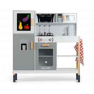 Milly Mally Dřevěná kuchyňka pro děti ESKET Grey se světlem a zvuky - šedá