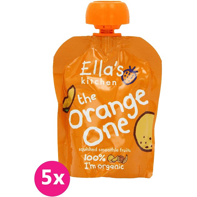 5x ELLA'S Kitchen, Ovocné pyré - Orange One (Mango) 90 g - Ella's Kitchen Ovocné pyré Orange One Mango PACK 5ks