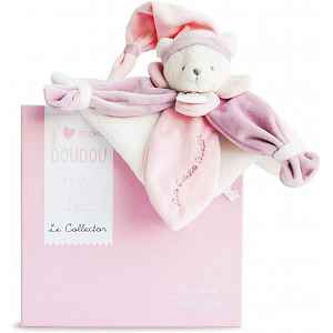 Doudou et Compagnie Paris Dárková sada - plyšový muchláček růžový medvídek 24 cm
