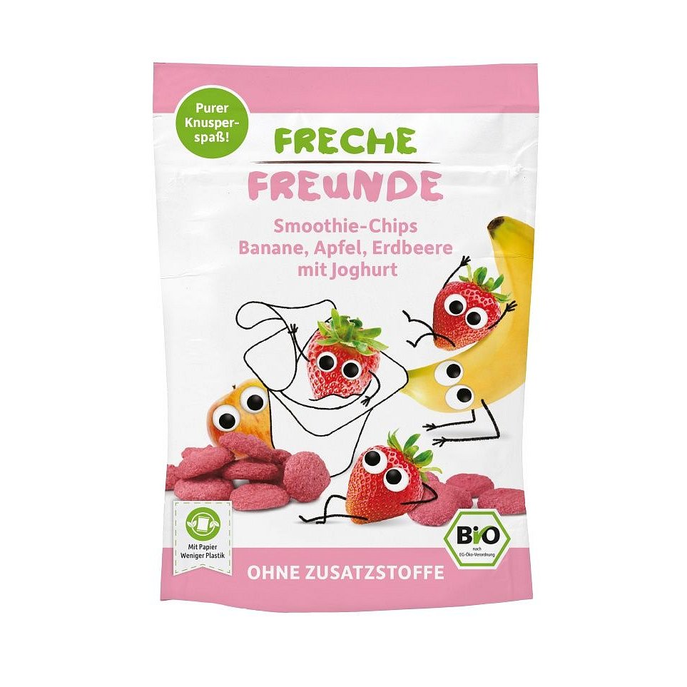 Freche Freunde BIO Ovocné chipsy s jogurtem Banán, jablko a jahoda 16 g