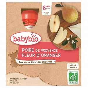 BABYBIO Hruška a pomerančový květ 4 x 90 g