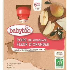 BABYBIO Hruška a pomerančový květ 4 x 90 g