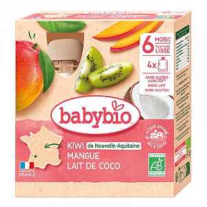 BABYBIO Kiwi, mango a kokos 4 x 90 g
