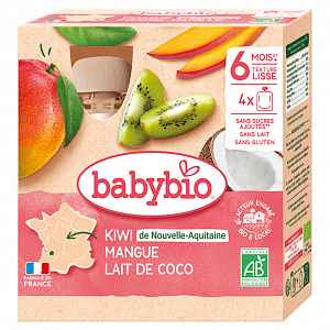 BABYBIO Kiwi, mango a kokos 4 x 90 g