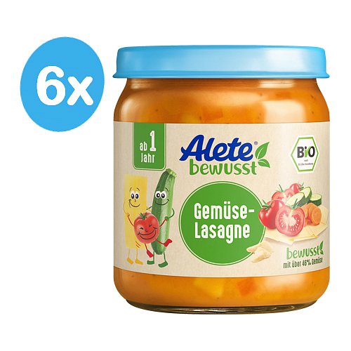 Alete BIO Příkrm lasagne se zeleninou 12m+ 6x250 g