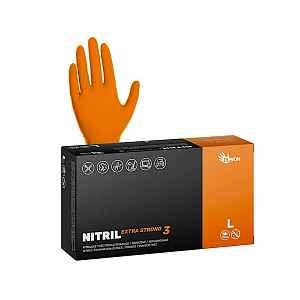 Silné nitrilové zdrsněné rukavice Espeon Nitril Extra Strong 3 - 100 ks, oranžové, velikost L (100065)