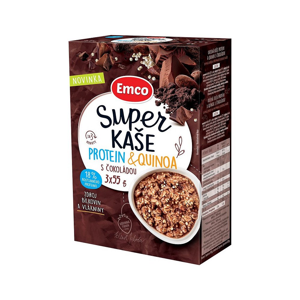 EMCO Super kaše Protein & quinoa s čokoládou 3x55 g