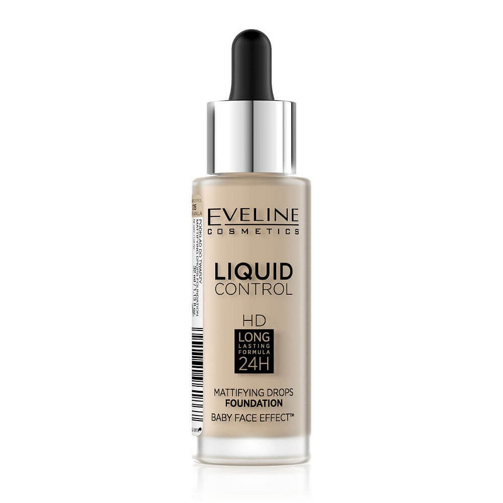 EVELINE COSMETICS Liquid Control HD tekutý make-up s kapátkem 015 VANILLA BEIGE 32 ml