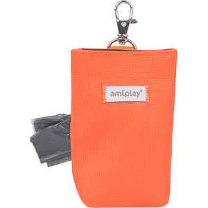 Pouzdro na sáčky na psí exkrementy Amiplay Samba oranžové 6 × 2 × 11 cm