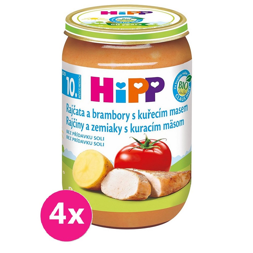 4x HiPP Bio Rajčata a brambory s kuřecím masem od 10. měsíce, 220 g