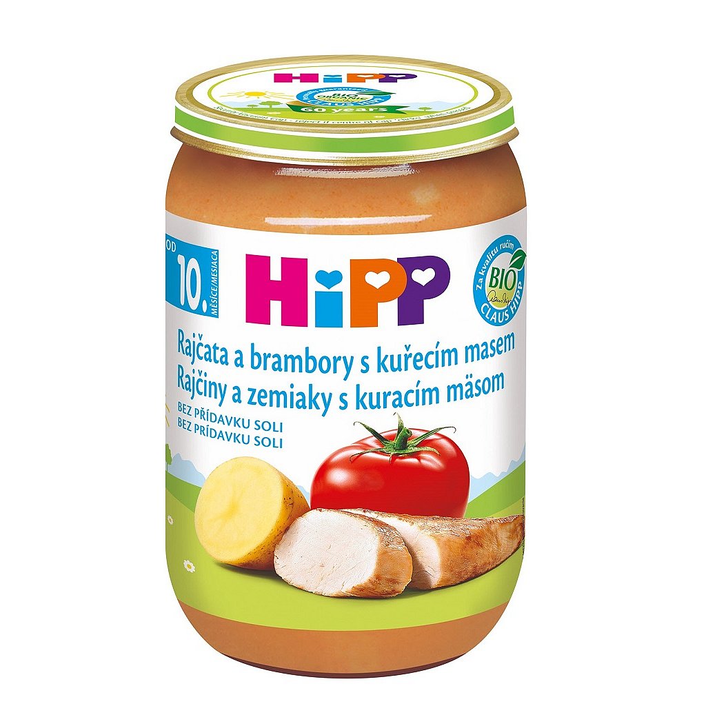 HiPP Bio Rajčata a brambory s kuřecím masem od 10. měsíce, 220 g