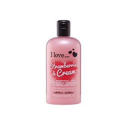 I Love Strawberries & Cream koupelový a sprchový krém s vůní jahod a sladkého krému 500 ml