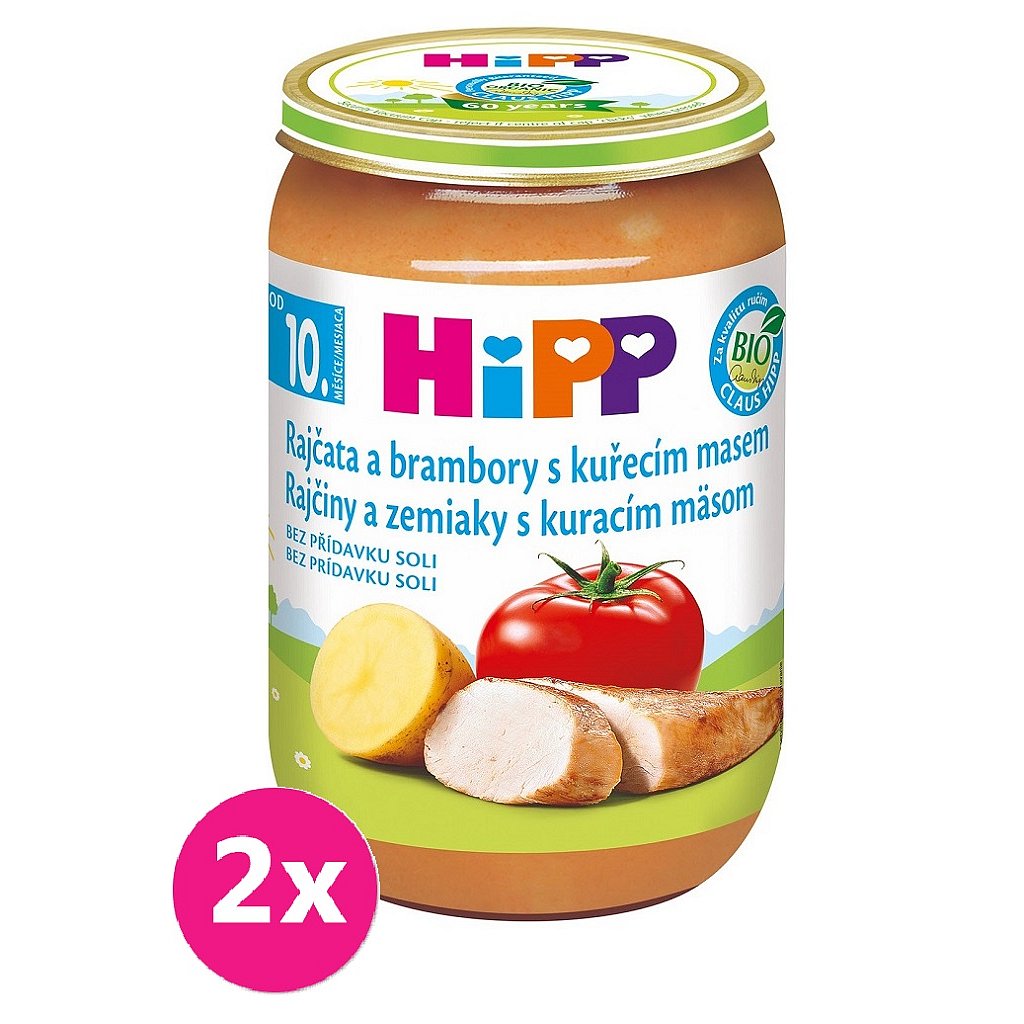 2x HiPP Bio Rajčata a brambory s kuřecím masem od 10. měsíce, 220 g