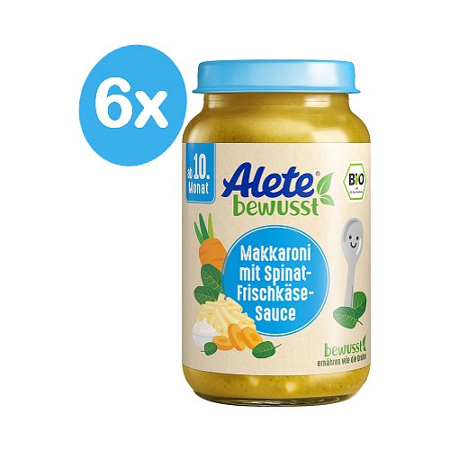 Alete BIO Příkrm zelenina s makaróny a sýrem 10m+ 6x220 g