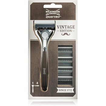 Wilkinson Sword Quattro Vintage Edition  holicí strojek + náhradní břity 4 ks