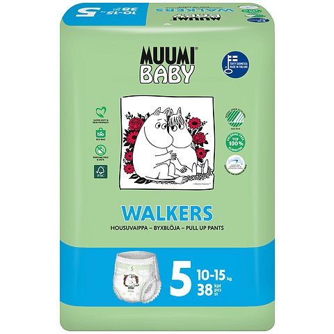 MUUMI Baby Walkers Maxi+ size 5 (10-15kg) 38 ks – jednorázové pleny