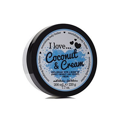 I Love Coconut & Cream vyživující tělové máslo s vůní kokosu a jemného krému 200 ml