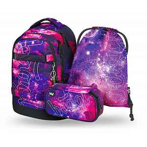 Baagl SET 3 Skate max Galaxy: batoh, penál, sáček
