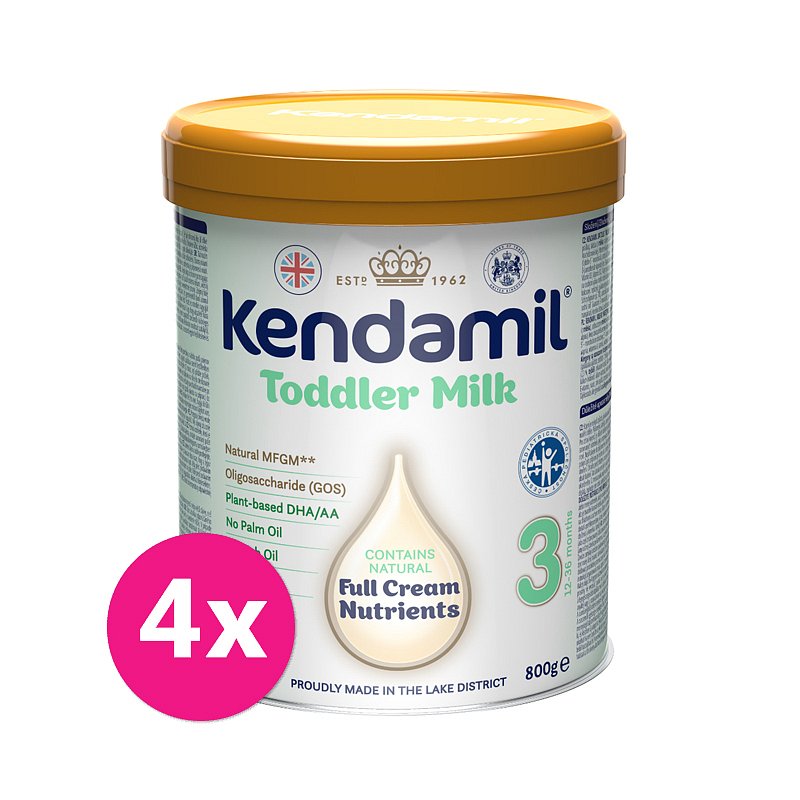 4x KENDAMIL Mléko batolecí 3 DHA+ 800 g