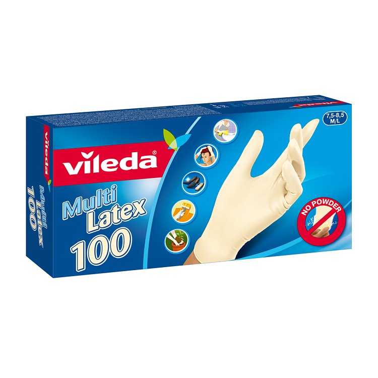 Vileda Multi Latex jednorázové rukavice 100 ks, S/M