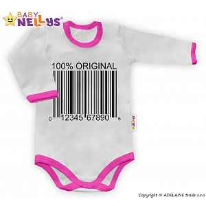 Baby Nellys Body dlouhý rukáv 100% ORIGINÁL - šedé/růžový lem, vel. 86