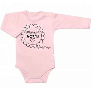 Baby Nellys Body dlouhý rukáv Made with love,  růžové vel.  68