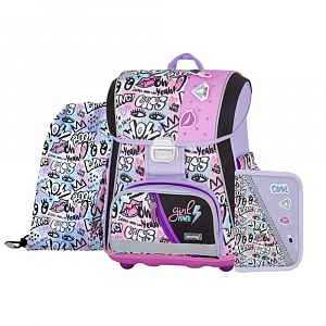 Oxybag PREMIUM - školní set Funny Girl 3 ks: aktovka, penál, sáček