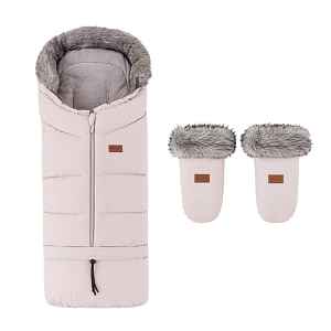 PETITE&MARS Set zimní fusak Arctic 4v1 + rukavice na kočárek Fjora Rose Petal