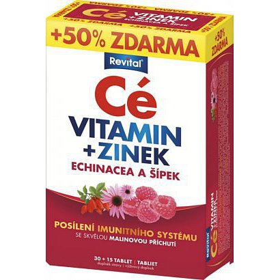 Revital Vitamin C + zinek+echinacea+šípek tbl.45