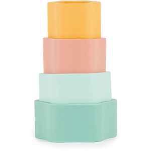 Bieco Silicone Stacking Tower Flower aktivity hračka 12 m+ Tropical Vibes 4 ks