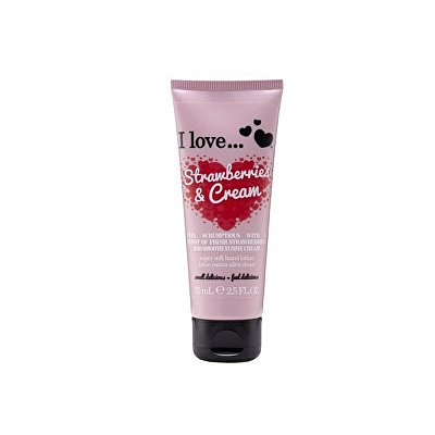 I Love Strawberries & Cream vyživující krém na ruce s vůní jahod s krémem  75 ml